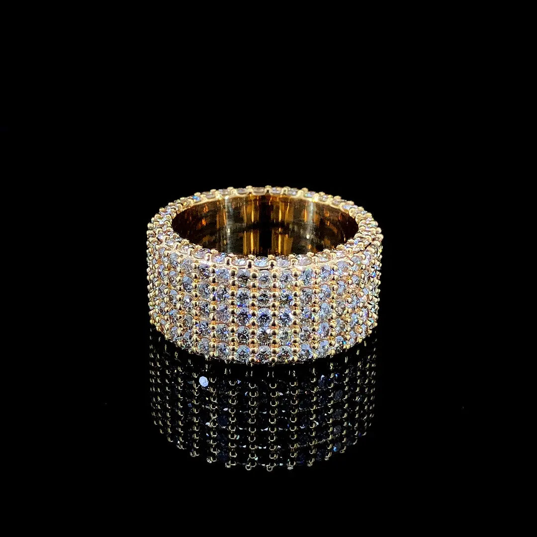 High Quality 925 Sterling Silver Micro Pave Round Cut Unisex Eternity Ring 5 Rows Hip Hop Style Moissanite for Gift PartyWedding