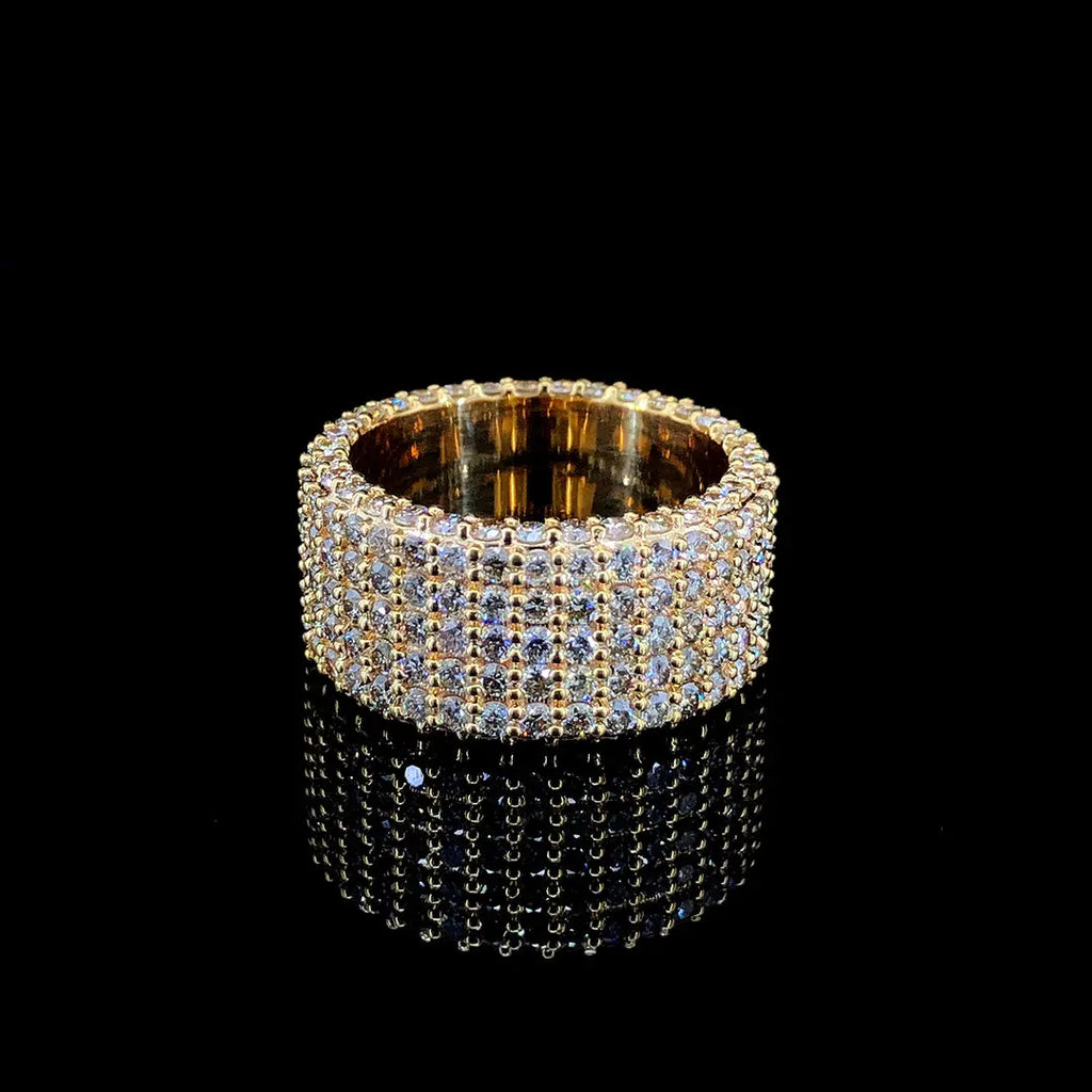 High Quality 925 Sterling Silver Micro Pave Round Cut Unisex Eternity Ring 5 Rows Hip Hop Style Moissanite for Gift PartyWedding