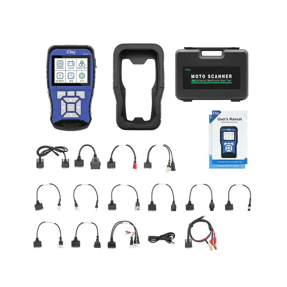 JDiag M100 Standard Version Diagnostic Scanner for Motorcycles Battery Tester with Cables for Various Brands
