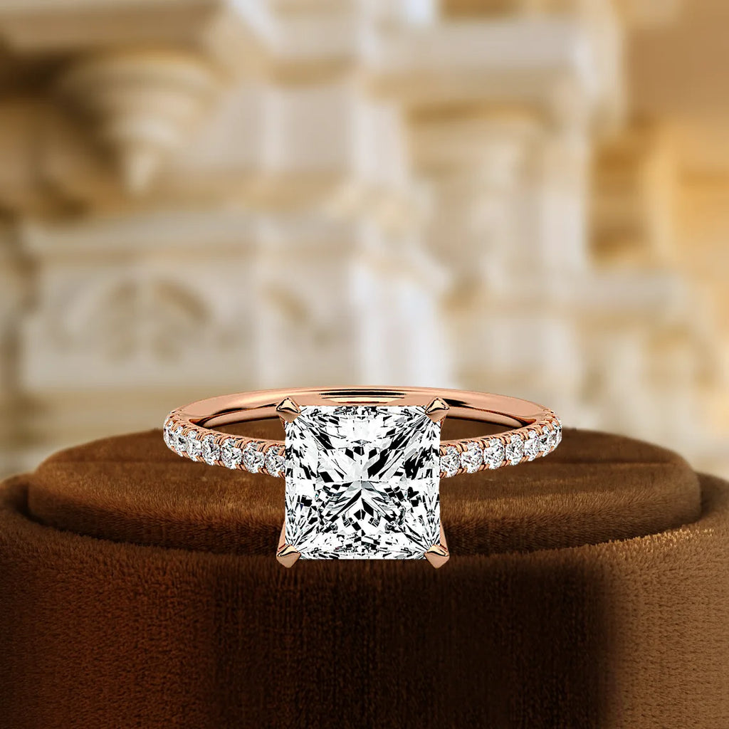 Customizable 14K Solid Gold Classic Engagement Ring IGI Certified Fine Jewelry Princess Cut 3ct Bar Setting Women's Bridal