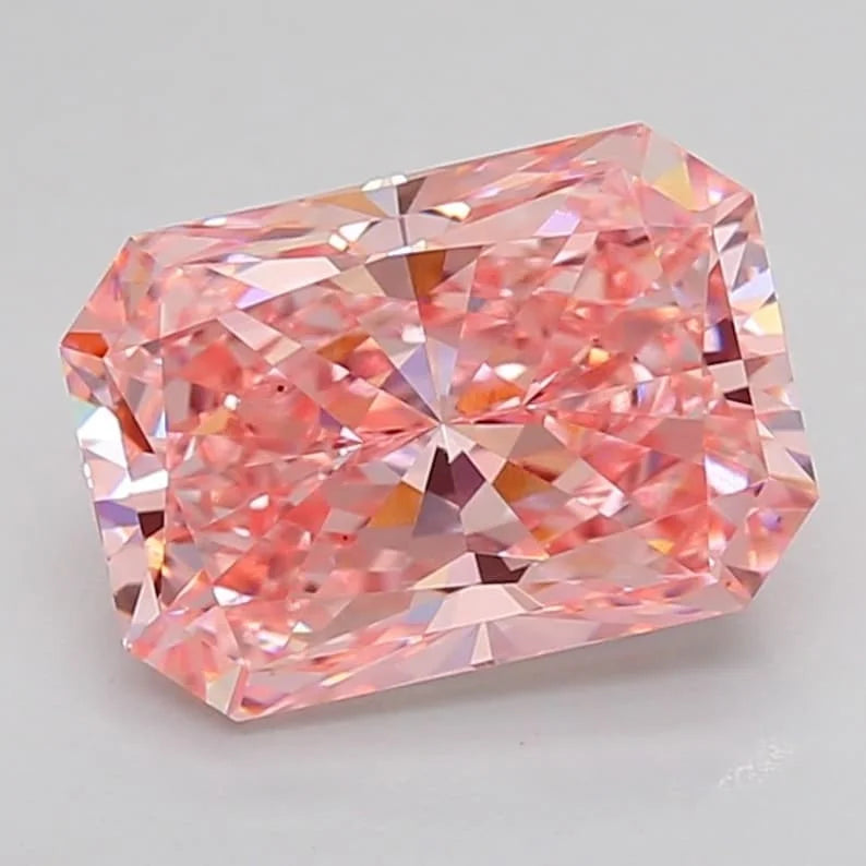 IGI Certified 3.01CT Radiant Cut Fancy Vivid Pink VS1 Lab Grown Loose Diamond Fancy Ring Jewelry Making Unique Color Diamond