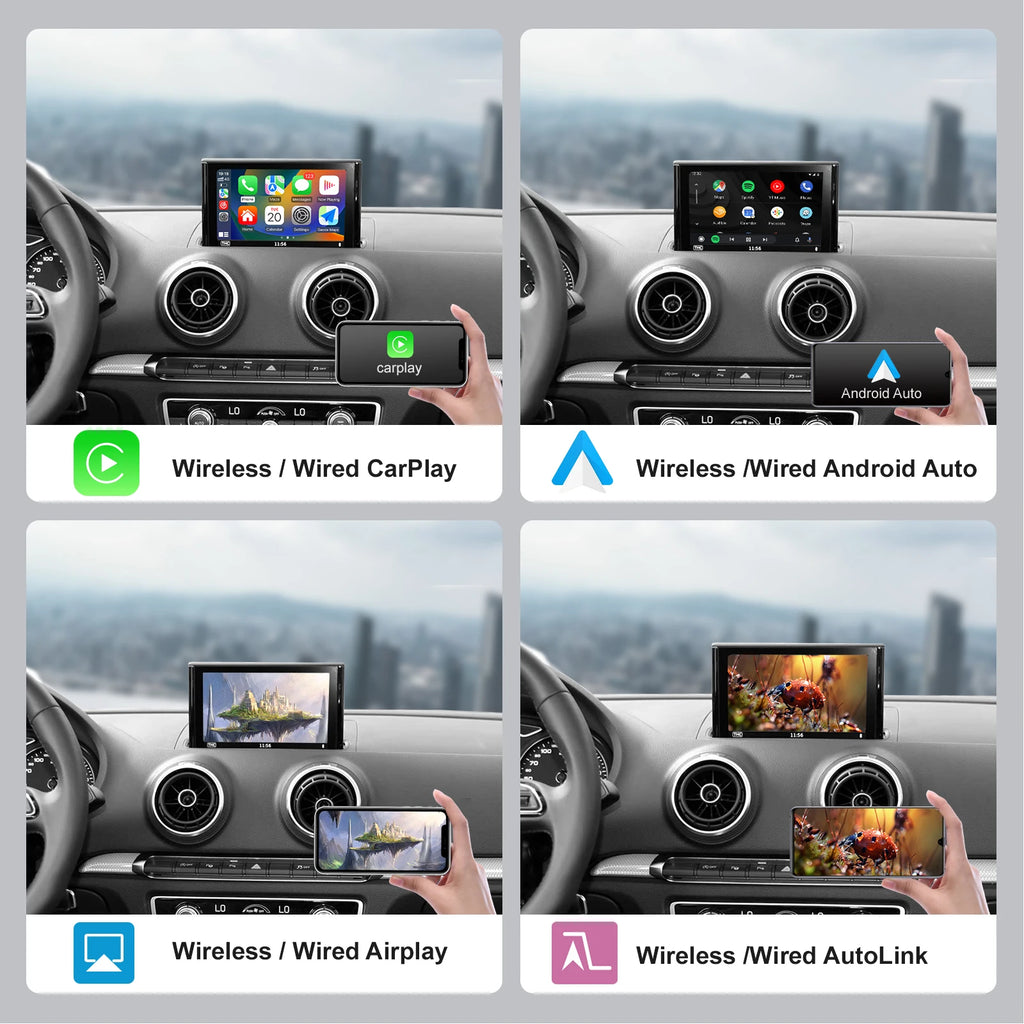 AUTOABC Wireless  CarPlay Android Auto Interface for Audi A3 A4 A5 Q2 Q7 Q5L 8V AirPlay Mirror Link multi-media camera