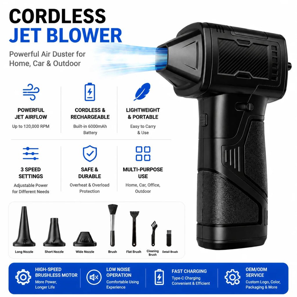 Turbo Jet Fan Air Duster 120000RPM Electric Air Blower Mini Jet Turbo Compressed Air Rechargeable Turbo Jet Fan