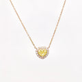 Ready To Ship 14k Rose Gold Heart Halo Engagement Necklace 0.71 CT Heart Cut Yellow Adjustable Necklace IGI Certified Jewelry