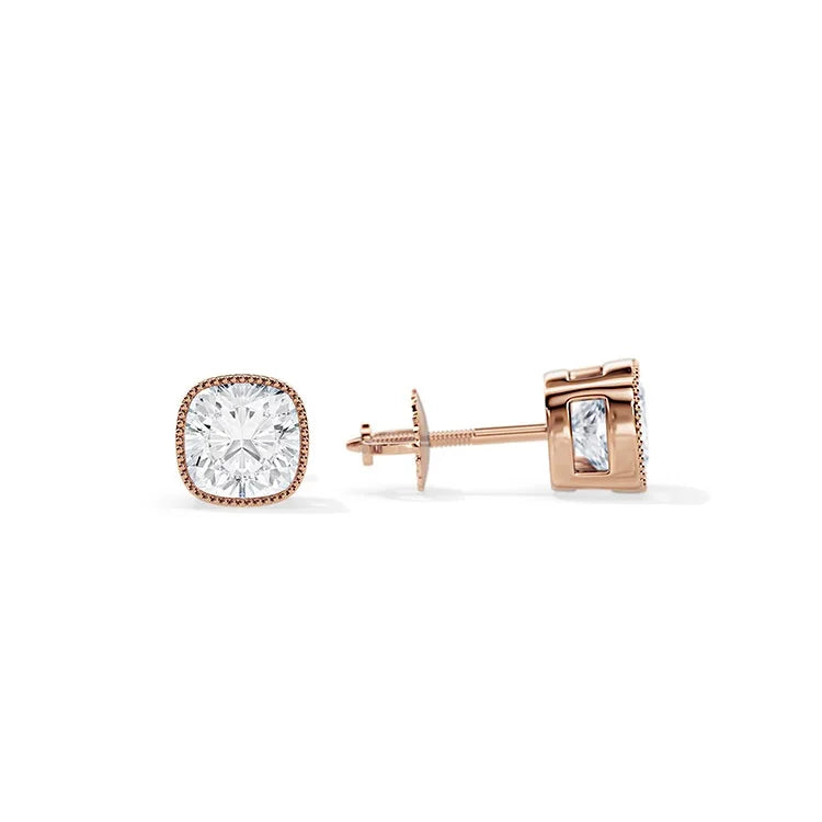 Solitaire Cushion Cut Moissanite Diamond Charm Stud Earring 925 Silver Stud Antique Woman Jewelry Gift For Birthdays