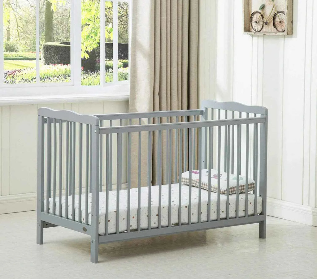 mcc direct Brooklyn Baby Cot Crib with Water Repellent Mattress & Wheeled Drawer & Safety Wooden Barrier - 125 X 85 X 66 CM