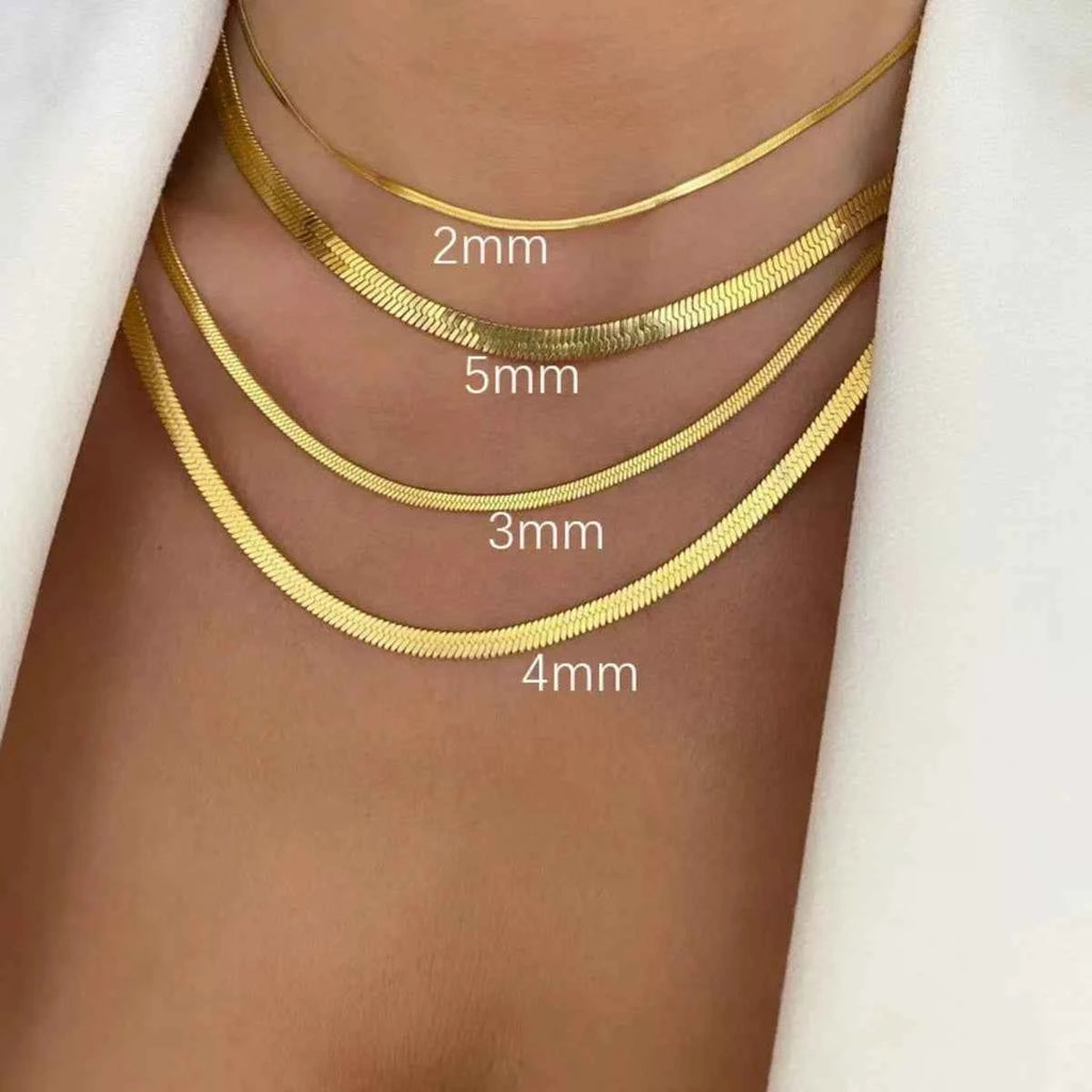 1pc New Fashion Unisex Snake Chain Choker Necklace Stainless Steel 2/3/4/5mm Gold Color Chain Necklace For Women Jewelry