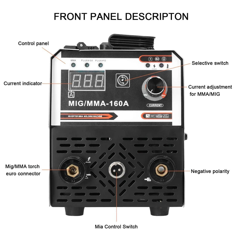 2-In-1 Multifunctional MIG MMA/MAG TIG-160C Welding Machine IGBT invert Welder Automatic Wire Feeding Electric Arc Welder