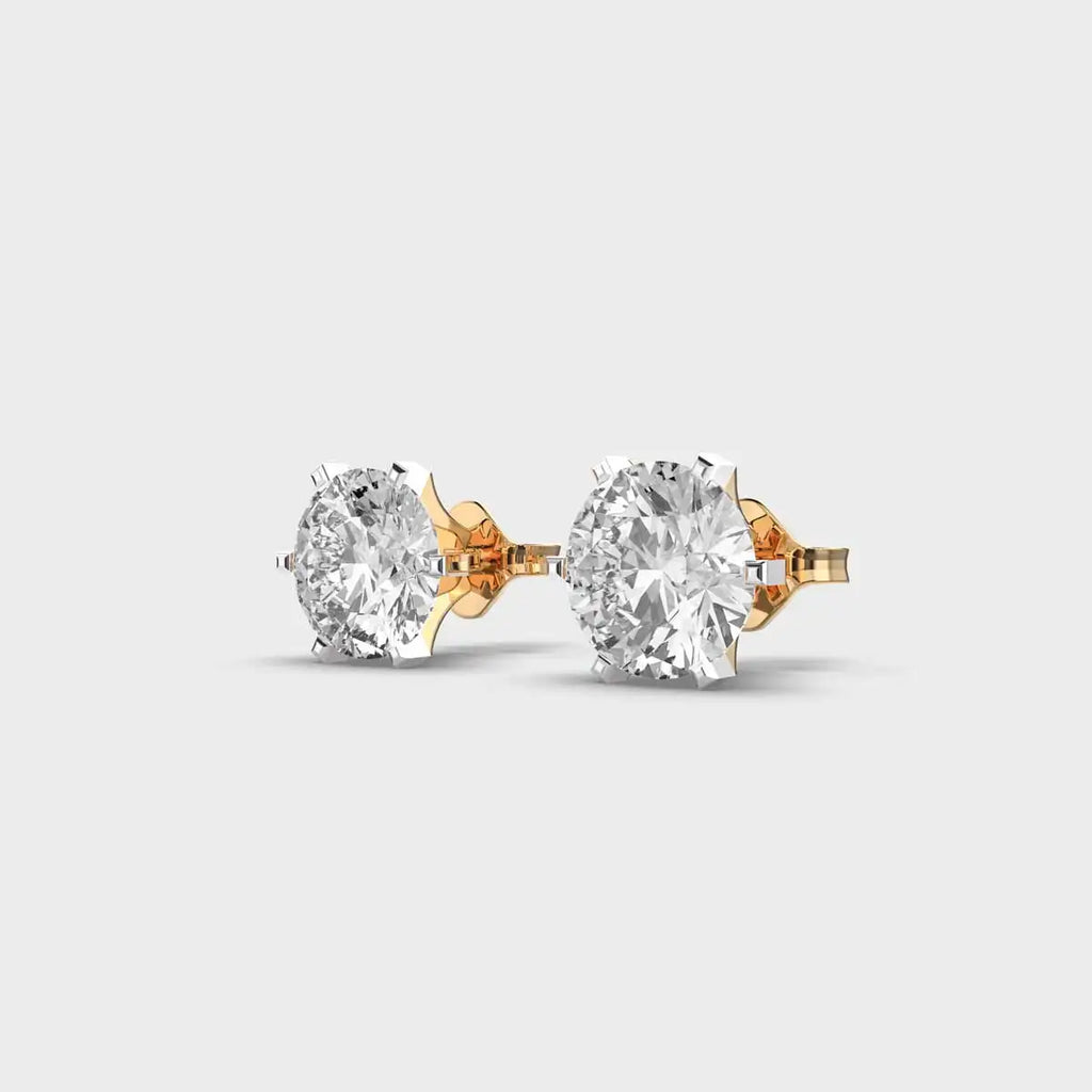 Lab Grown Diamond Stud Earring 14K White Gold Push Back Closure Cute Unisex Jewelry with Customized Color and Fine Gift