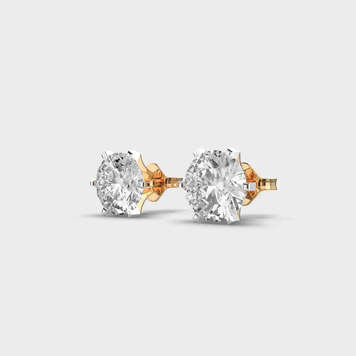 Lab Grown Diamond Stud Earring 14K White Gold Push Back Closure Cute Unisex Jewelry with Customized Color and Fine Gift