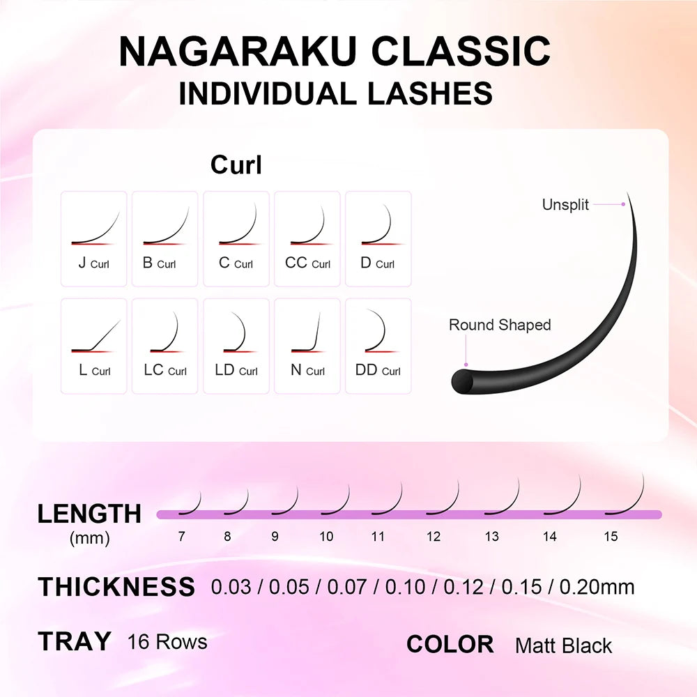 NAGARAKU Mix Eyelashes Maquiagem Makeup Individual Eyelash Extension 16 Lines Mix 7-15mm High Quality Natural Synthetic Mink