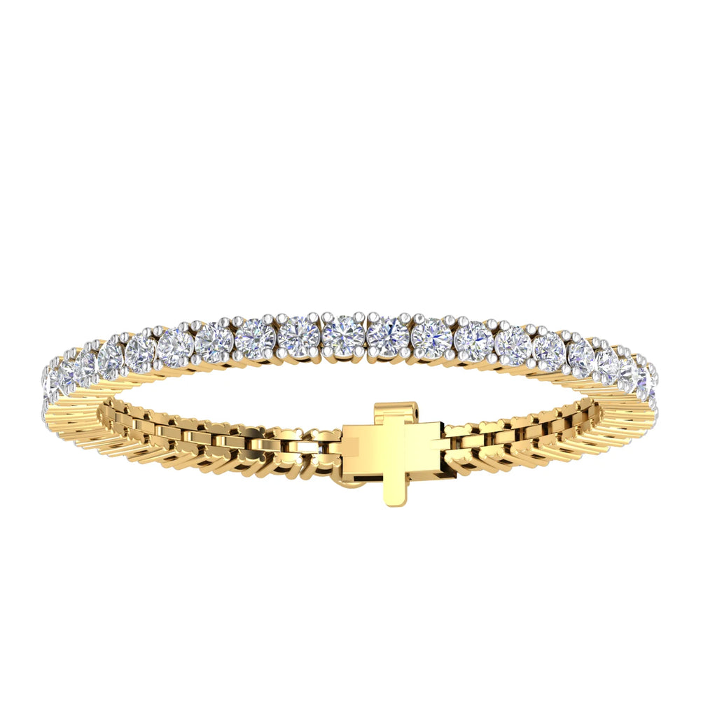 Women's 12.3Ct VS Clarity Lab Grown Diamonds Trendy EF Color Bracelet with Versatile 14K Gold Bangles