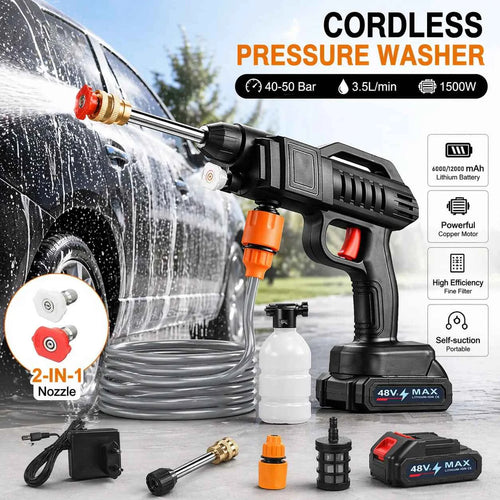1500W 40-50 Bar Cordless High Pressure Cleaner Washer Spray Water Gun Car Wash Pressure Water Cleaning Machine for Car Garden