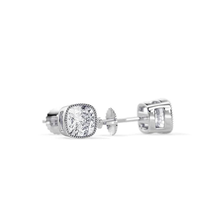 Solitaire Cushion Cut Moissanite Diamond Charm Stud Earring 925 Silver Stud Antique Woman Jewelry Gift For Birthdays