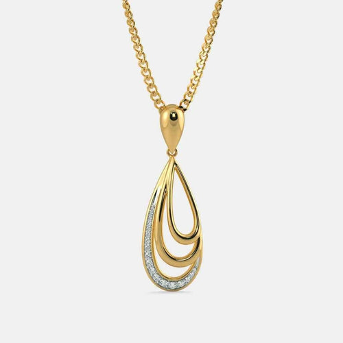 18Kt Yellow Gold Stainless Steel Pendant 0.1730 Ct Diamonds 2.764 Gram Fashion Necklace for Engagement Religious Style Strand