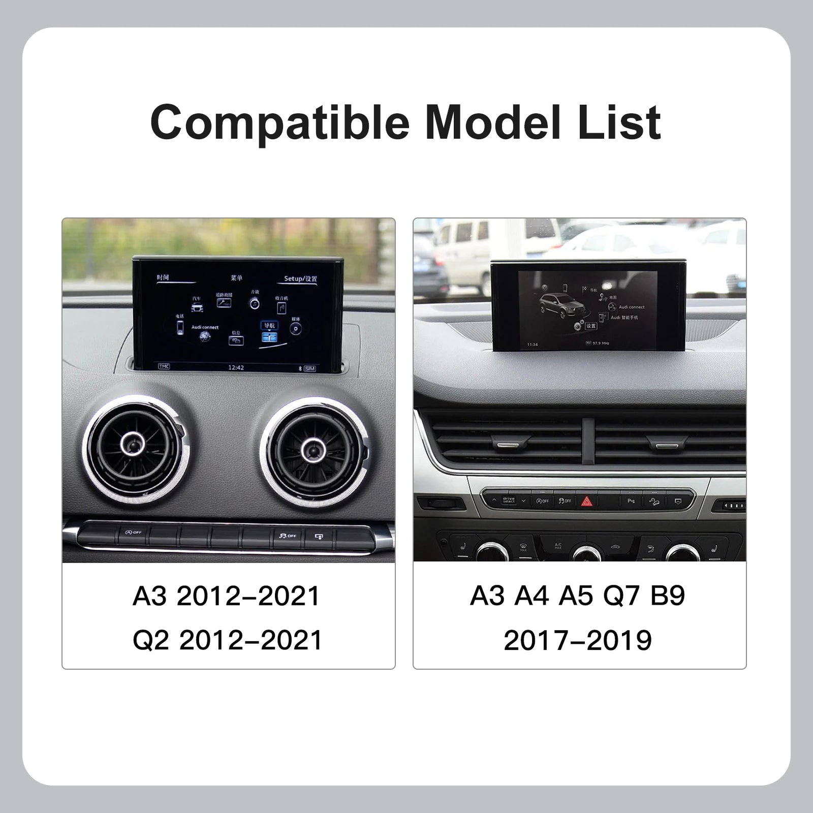 AUTOABC Wireless  CarPlay Android Auto Interface for Audi A3 A4 A5 Q2 Q7 Q5L 8V AirPlay Mirror Link multi-media camera