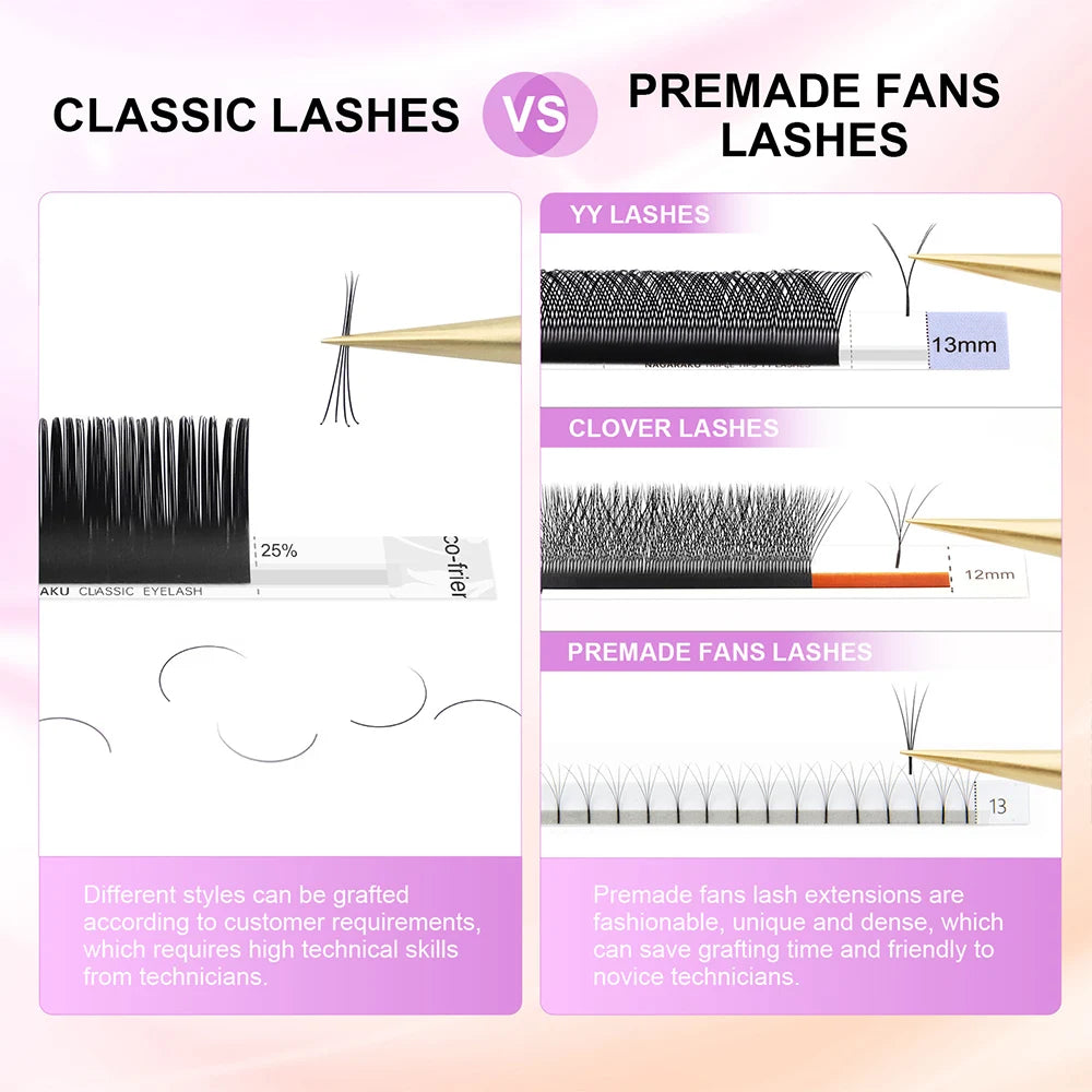 NAGARAKU Mix Eyelashes Maquiagem Makeup Individual Eyelash Extension 16 Lines Mix 7-15mm High Quality Natural Synthetic Mink