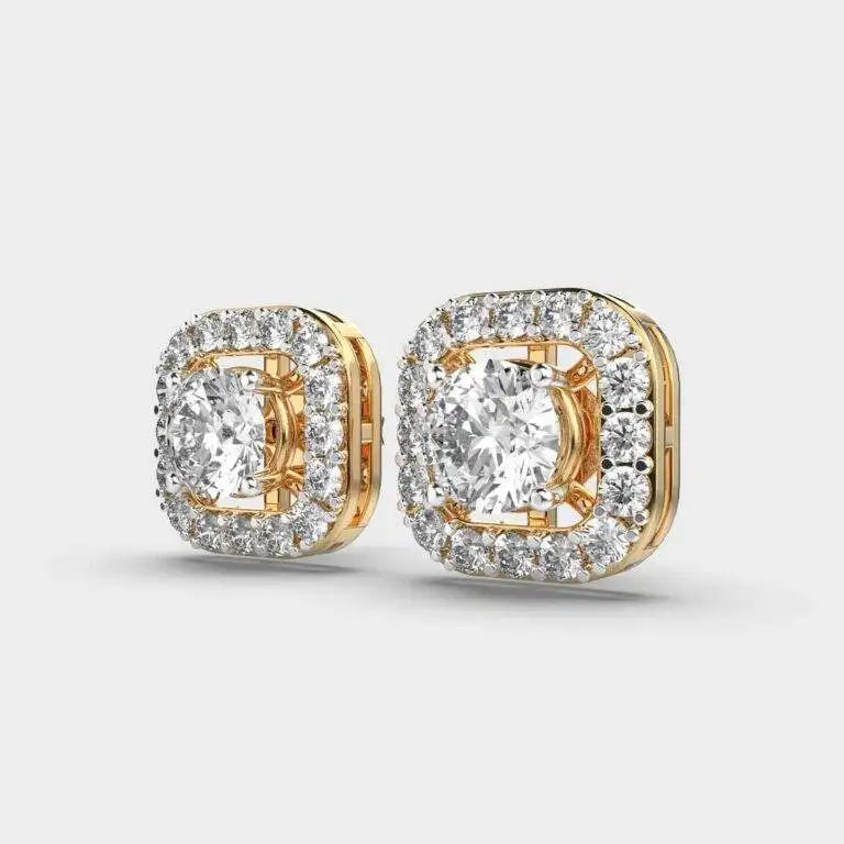 1.2 Carat Solitaire Brilliant Cut Diamond Studs Finest Stylish Cut Solid Gold Rhodium Plated Classic Lab Grown Diamond