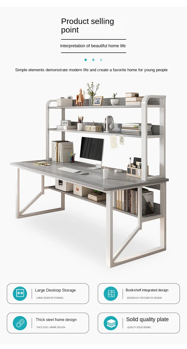 Computer Study Desk With Storage Bookshelf Office Workstation Organizer Desk for Home Students Professionals Length 100/120cm