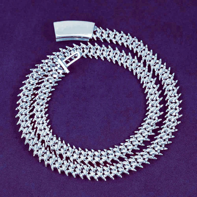 Pass Diamond Tester Hip Hop VVS D Color Iced Out Men's Spiked Moissanite Cuban Link Chain With 925 Sterling Silver GRA
