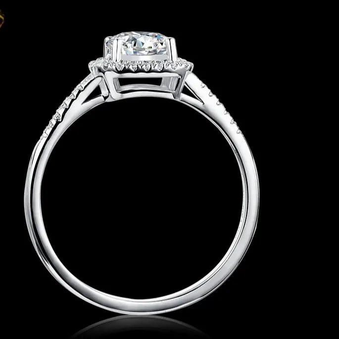 IGI Certified High Quality Silver Plated Emerald Cut VVS Moissanite Diamond Ring Vintage Style for Men Women's Weddings