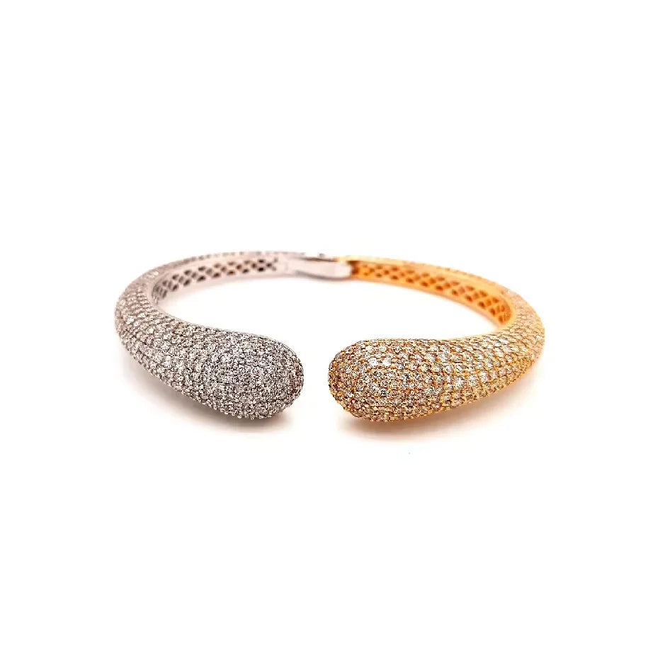 Luxury 925 Sterling Silver 2 Tone Bracelet with CVD Lab Grown Diamonds Yellow Gold White Gold Finish