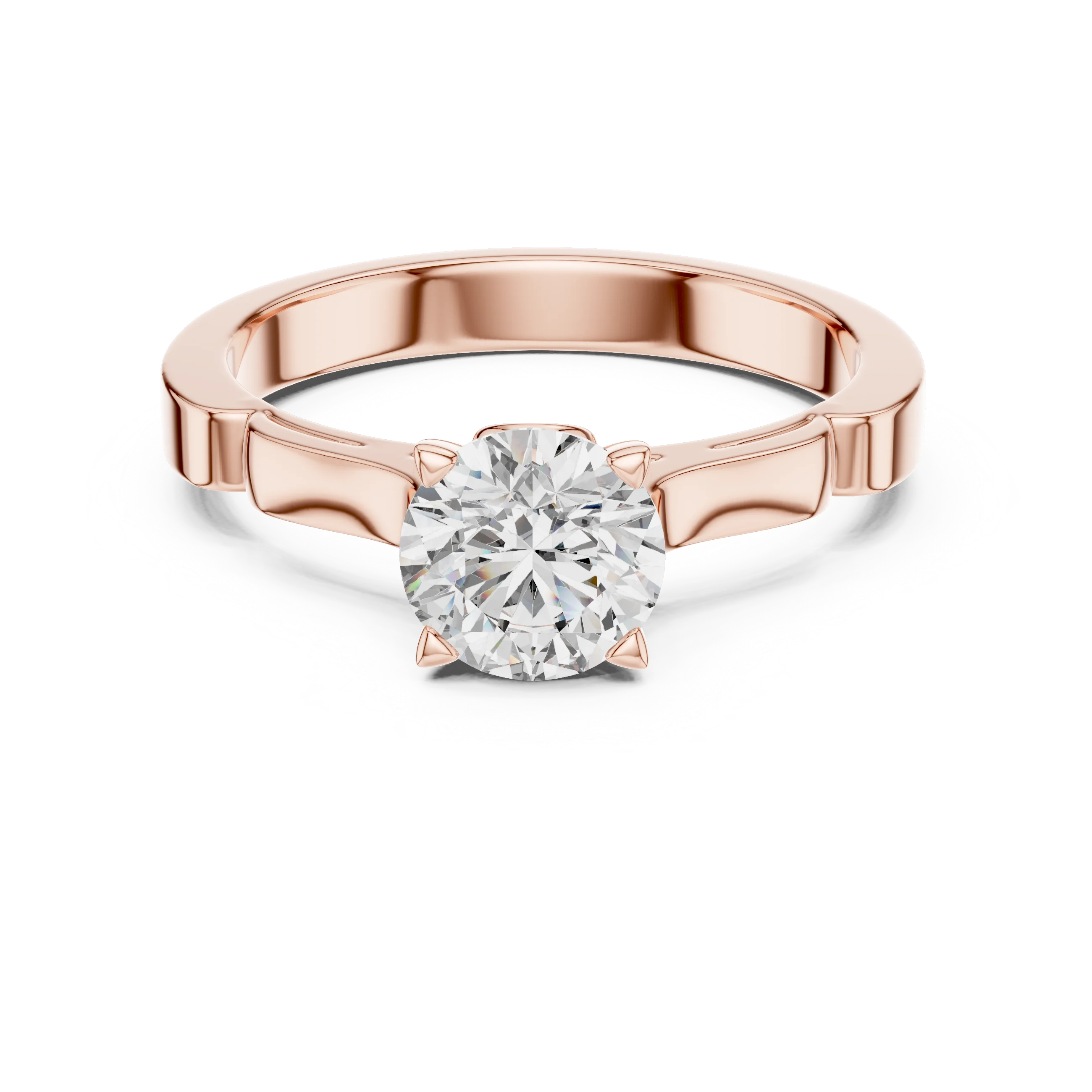 Wholesale 1ct Lab Grown Diamond Ring | 925 Sterling Silver | EF-VS1-2 | 4 Triangle Prongs Round Diamonds | Customizable Ring