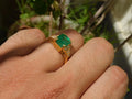14K Yellow Gold Delicate Stacking Fine Ring Vintage Wedding Anniversary & Engagement Band with Full Eternity Cut Emerald