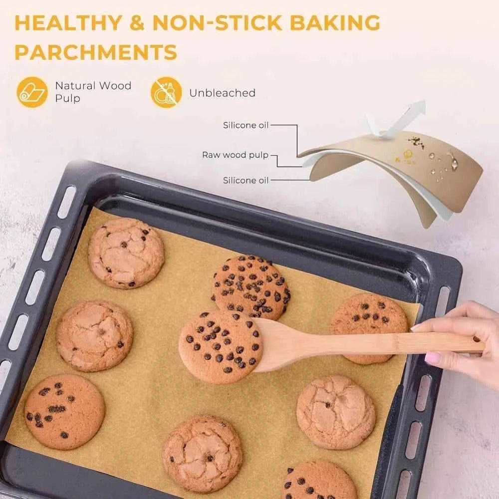 100Pcs Parchment Paper Baking Sheets Non-Stick Precut Baking Parchment Baking Paper Will Not Curl Burn Wax Paper