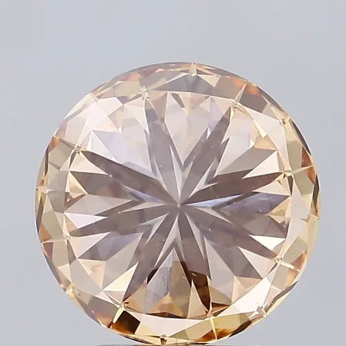 MODIFIED BRILLIANT 3.01CARATS FANCY Round LIGHT ORANGY BROWN COLOR VS2 LAB GROWN IGI CERTIFIED 604395693 Brilliant Cut Diamonds