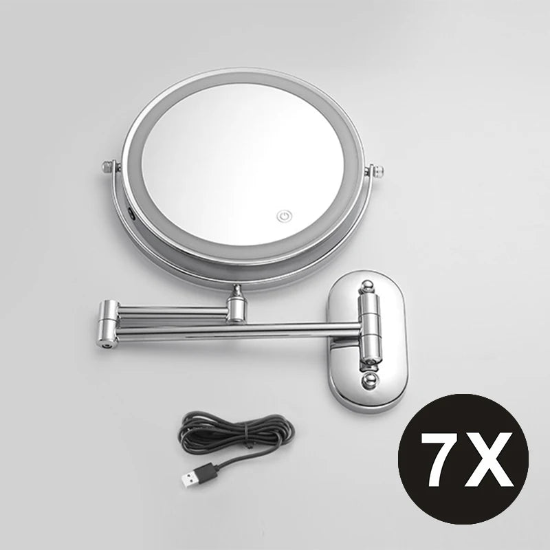 8 Inch Makeup Mirror Gold 3x/5x/7x/10x Magnifying Double Side USB Charging Bathroom 3 Color Light Cosmetic Mirrors