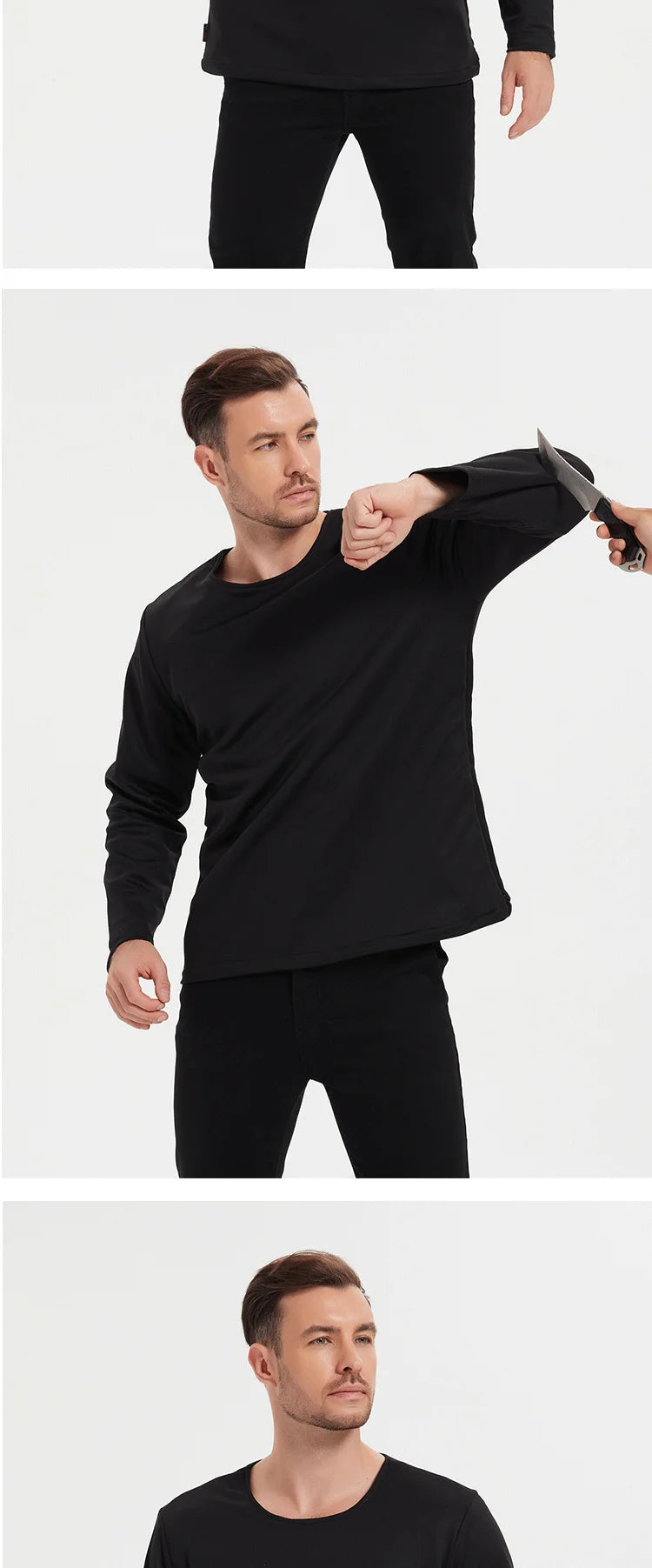 Personal Protective Equipment Anti-Cut Resistant Long Sleeve T-shirts Self-defense Bodyguard Police Clothes Men Women
