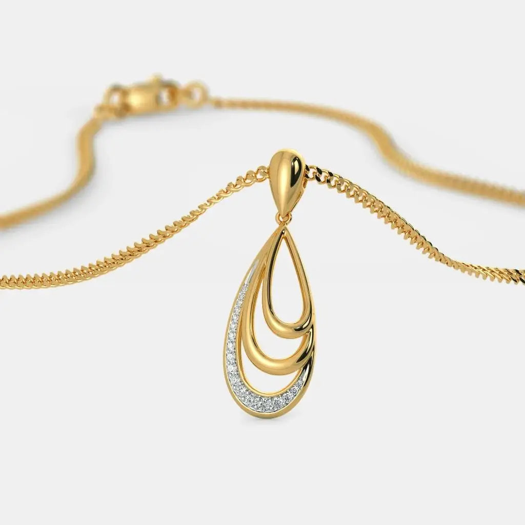 18Kt Yellow Gold Stainless Steel Pendant 0.1730 Ct Diamonds 2.764 Gram Fashion Necklace for Engagement Religious Style Strand