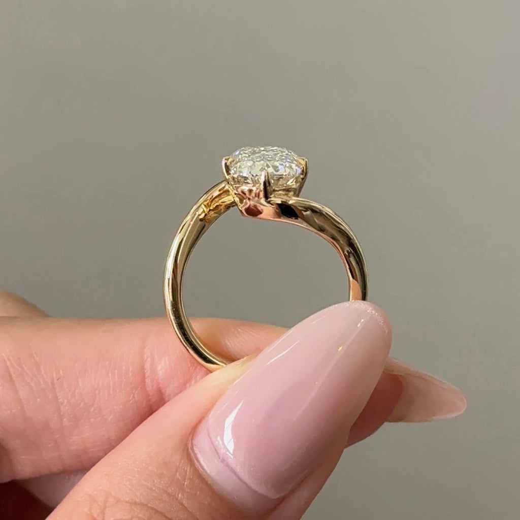 2CT Ashoka Cut Lab Grown Diamond 10K Solid Gold Criss Cut Bypass Engagement Ring Gold Plated Luxury