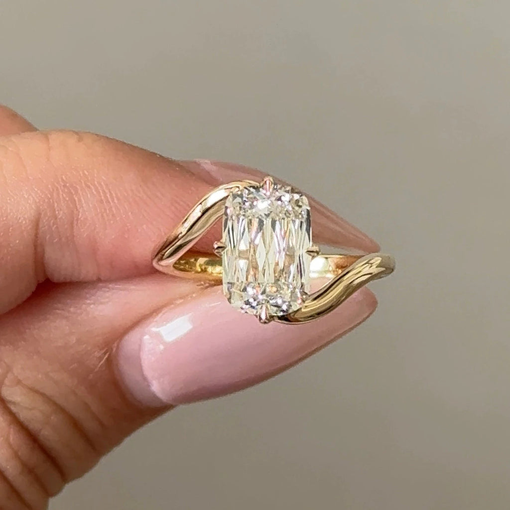 2CT Ashoka Cut Lab Grown Diamond 10K Solid Gold Criss Cut Bypass Engagement Ring Gold Plated Luxury