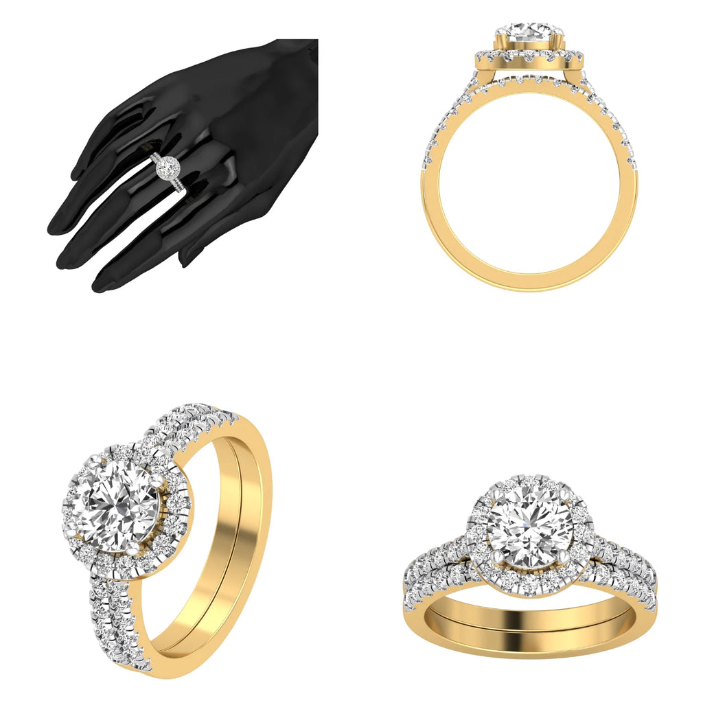 Women's 9K Solid Gold Wedding Band Ring 1.66 Cts VS Clarity EF Color Lab Grown Diamond Brilliant Cut Luxury IGI Jewelry