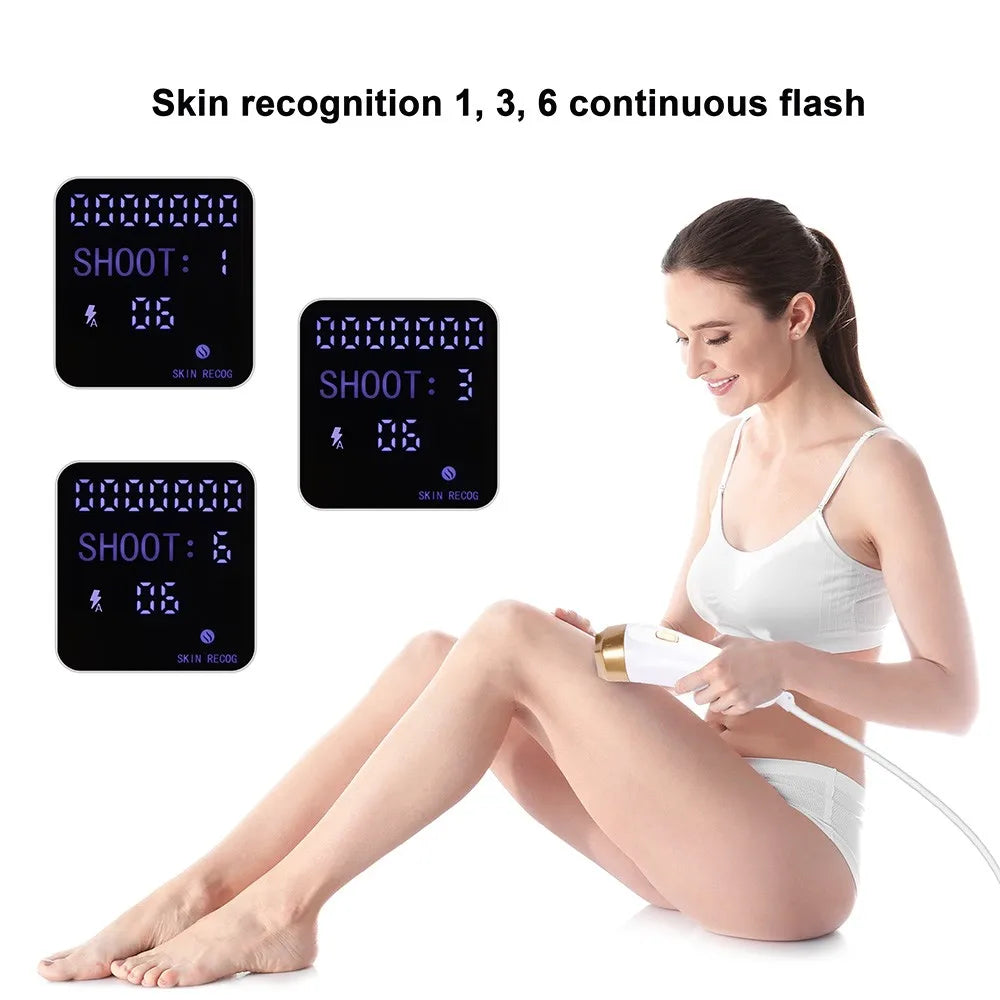 Hair Removal Device With 3 Light Head 10 Energy Level 3 Mode SkinRecognition