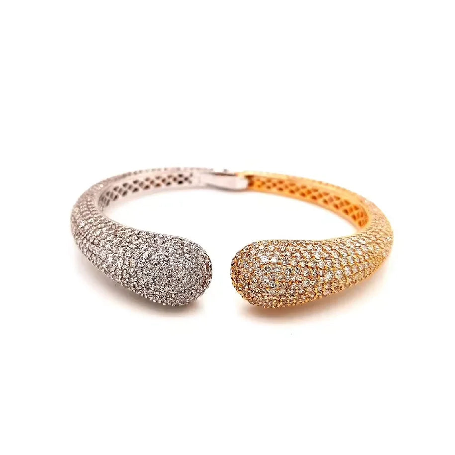 Luxury 925 Sterling Silver 2 Tone Bracelet with CVD Lab Grown Diamonds Yellow Gold White Gold Finish