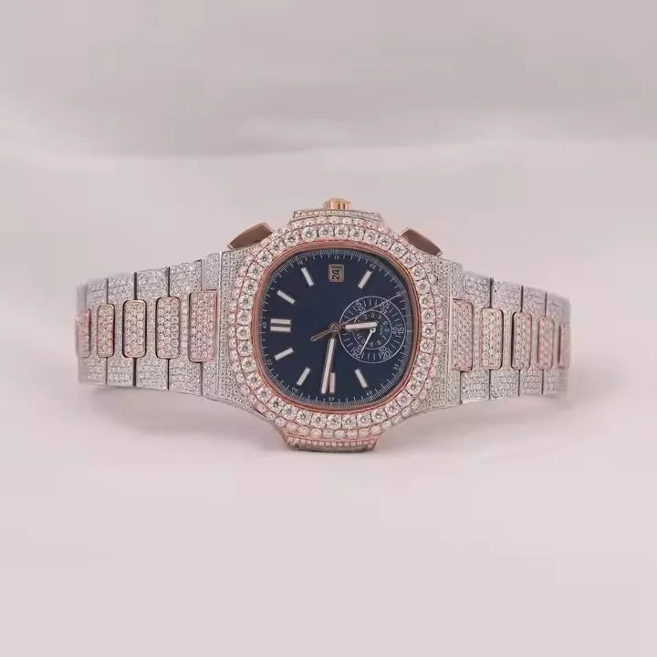 Fancy Vvs1 Men's  Hip Hop Bust Down Iced Out Moissanite Watch Best selling Wholesale Price and Free Shipping Luxury Watch
