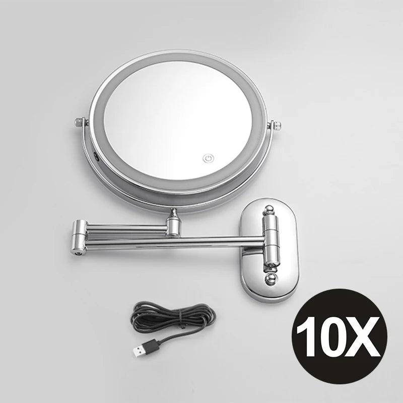 8 Inch Makeup Mirror Gold 3x/5x/7x/10x Magnifying Double Side USB Charging Bathroom 3 Color Light Cosmetic Mirrors