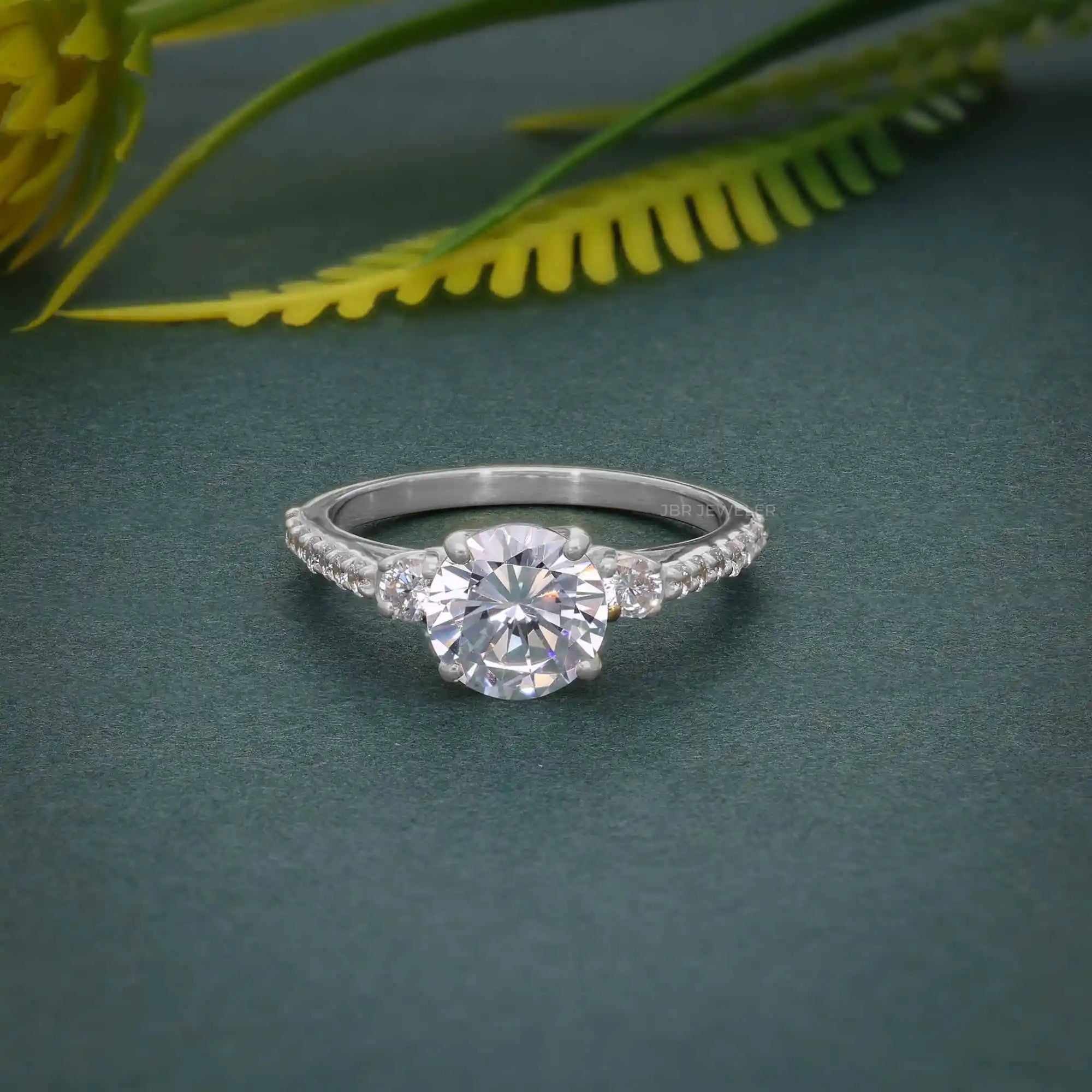 Antique Style IGI Certified VVS Lab Grown Diamond Gold Plated 925 Silver Pave Set Three Stone Engagement Ring For Women Gifts