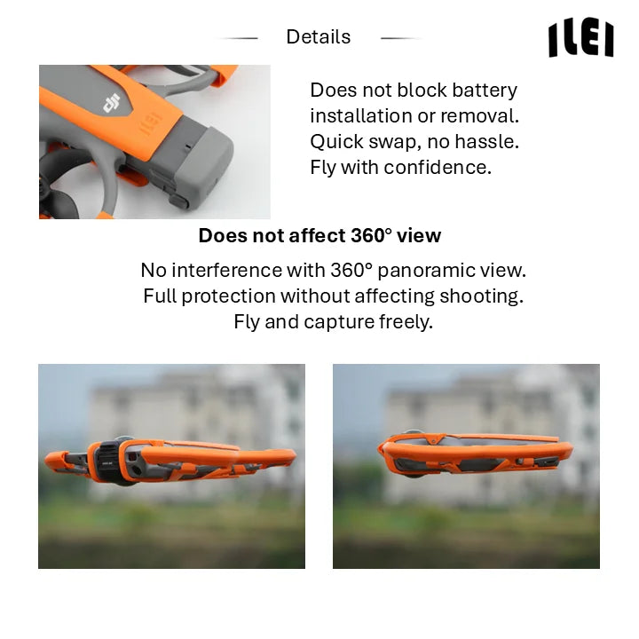 DJI Avata 360 Lightweight Full Protection Kit No Vision Blocking, No Panoramic Interference, Super Snug Fit, ABS 360° Armor