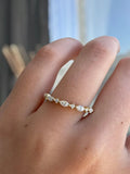 Handmade 14K Gold Marquise And Round Cut Lab Grown Diamond Minimalist Ring Birthdays Fine Party Gift Jewelry For Partner