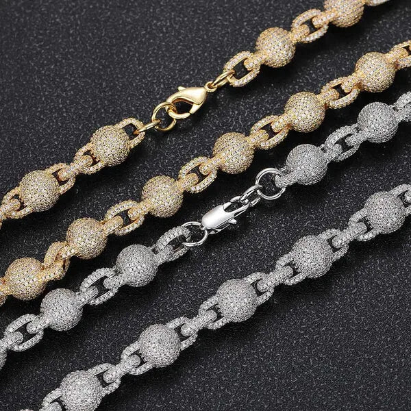 10.5mm Ball Chain Moissanite S925 For Women Men Iced Out Chain Hip Hop Jewelry Pass Diamonds Tester With GRA Free Shipping
