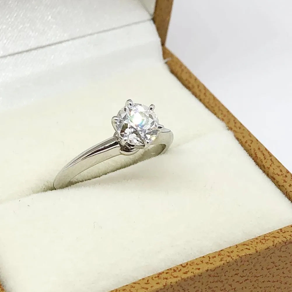 7mm Round Cut Moissanite Solitaire Engagement Ring | Classic Bridal Wedding Band | Fine Jewelry Custom Silver Gold OEM Wholesale