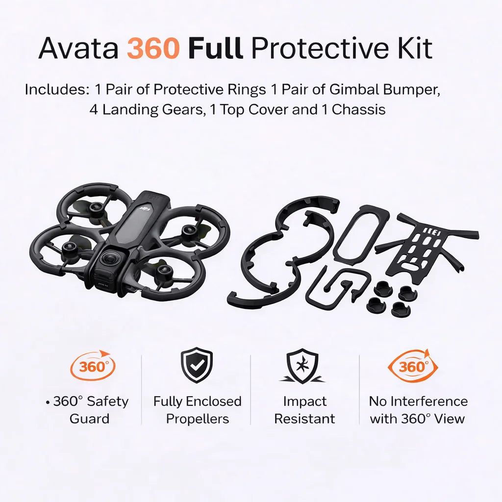 DJI Avata 360 Lightweight Full Protection Kit No Vision Blocking, No Panoramic Interference, Super Snug Fit, ABS 360° Armor