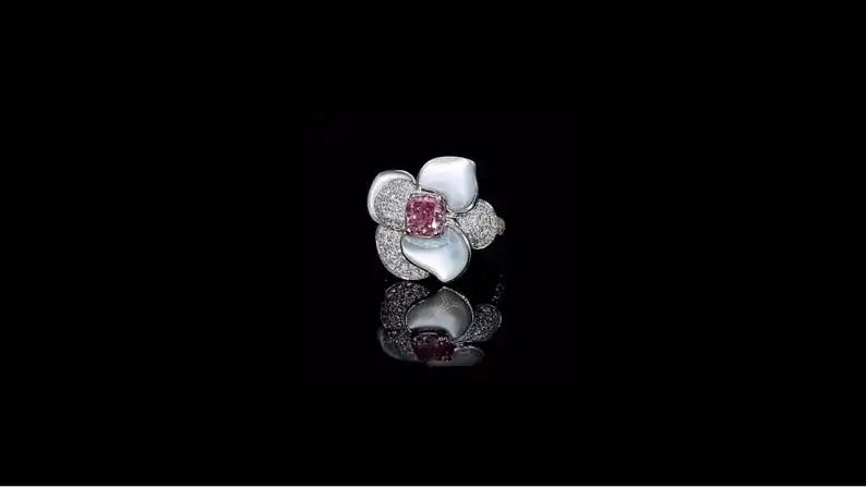 Pink Cushion Cut Original Moissanite Cluster Flowers Ring 925 Sterling Silver Engagement Wedding Gift Charm Jewelry