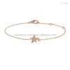 Solid 14K Yellow Gold SI Clarity G-H Color Diamond Star Charm Chain Bracelet Genuine Gold Jewelry Wholesale