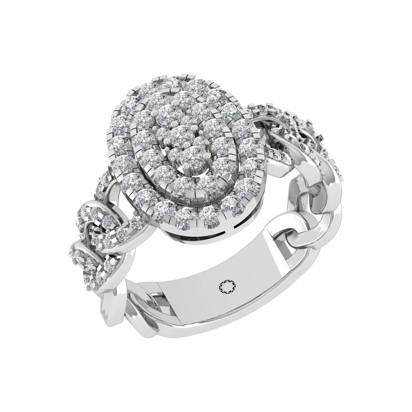Bold Oval Cluster Diamond Ring Rose Gold Custom Fine Jewelry Chain Link Style Real Natural Stone Engagement Ring Handmade India