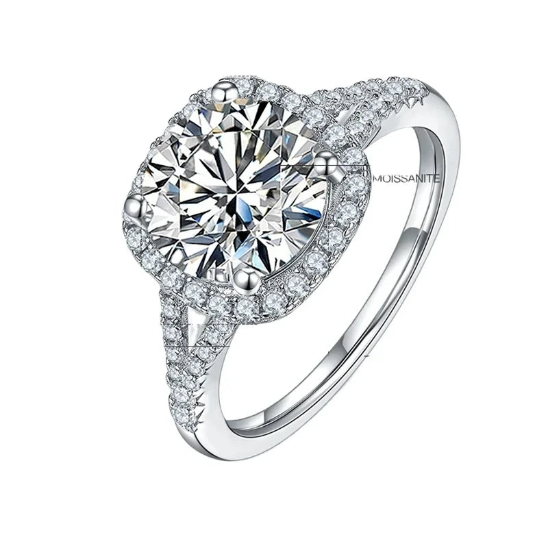 IGI Certified High Quality Silver Plated Emerald Cut VVS Moissanite Diamond Ring Vintage Style for Men Women's Weddings